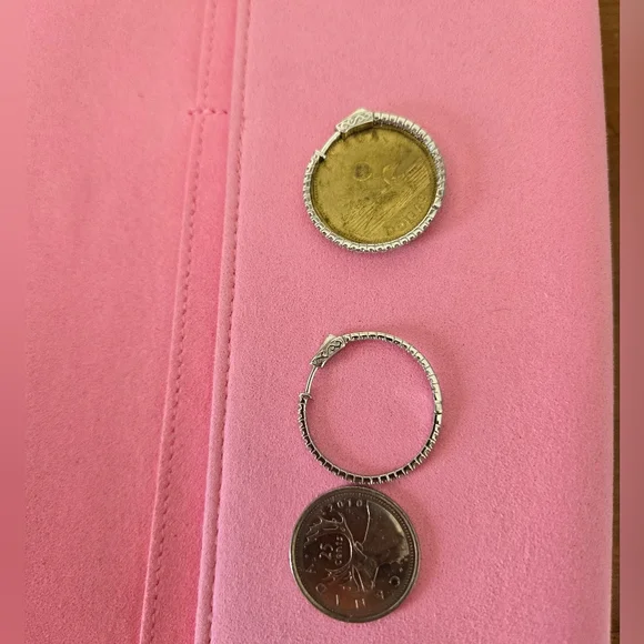 14k In And Out Diamond Hoops - Picture 9 of 9